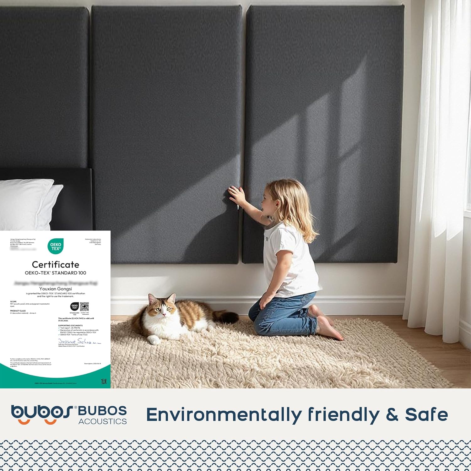 BUBOS 2 PCS Fabric Acoustic Panels,47.2''x23.6'' Decorative Sound Dampening Panels, Art Large Acoustic Wall Panels for Studios, Office, Home Theater,Max CavityPro Grey