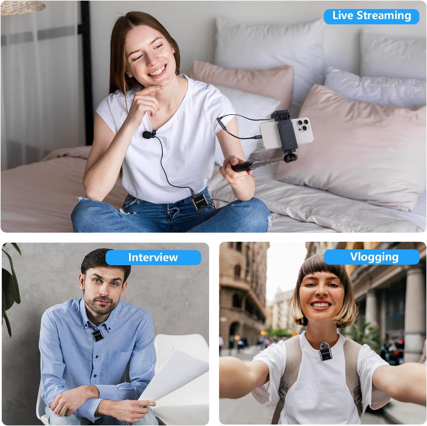 Saramonic Blink M2 Wireless Lavalier Microphone for Cameras, Onboard Recording, 656FT Range, 12H Battery Life, Noise Cancellation Compact Clip Lapel Mic for Video Recording Interview Live Streaming