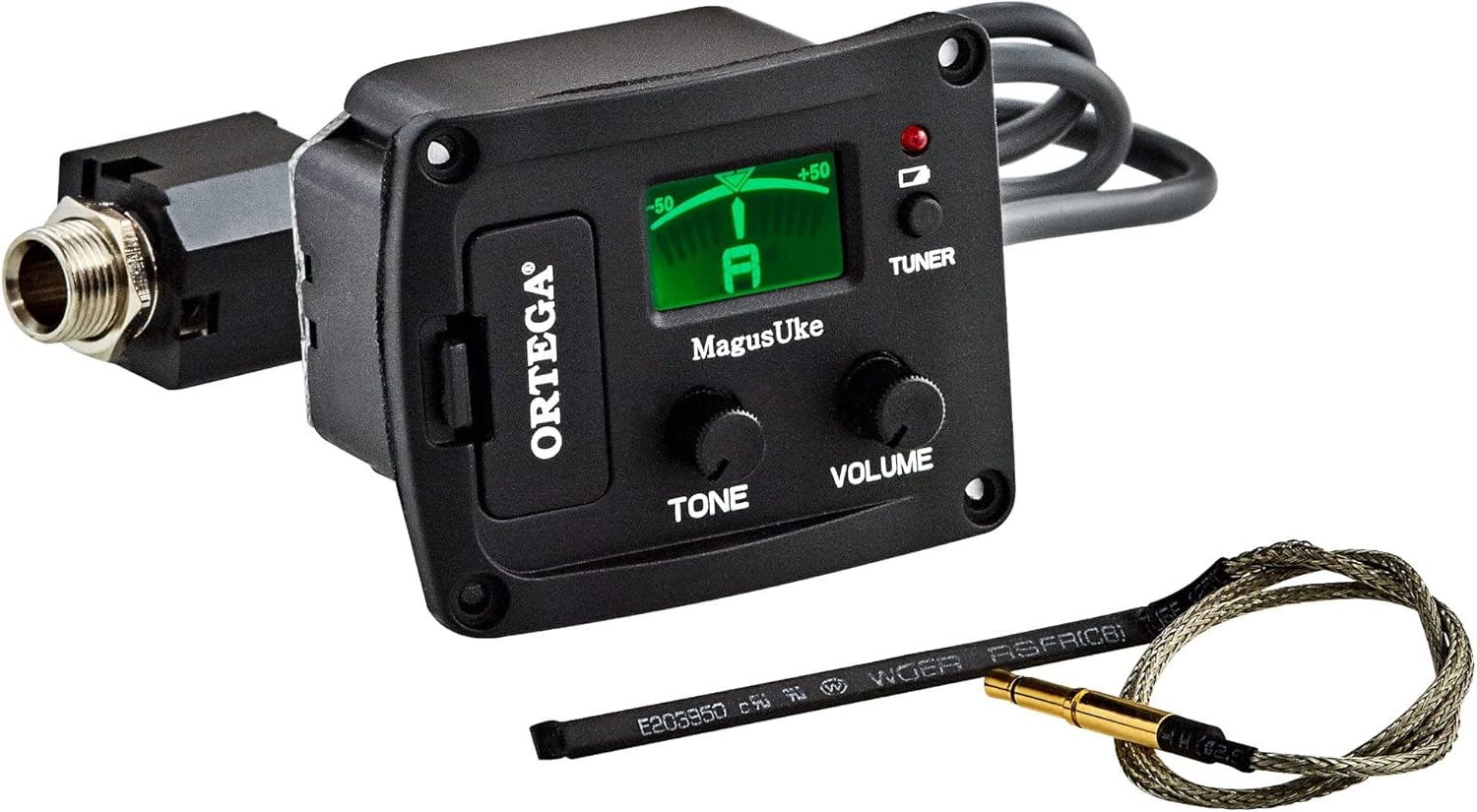 Ortega Guitars, 4-String Earth Series Concert Acoustic/Electric Ukulele, Right, Transparent Ocean Blue, (RUOCEAN-CE)