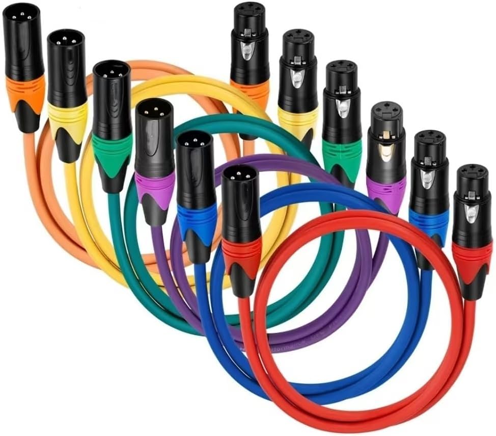 6-Pack 3-pin XLR Extension Cable Male to Female OFC Copper Double Shielded for Microphone Mixer Amplifier Speaker(10m)