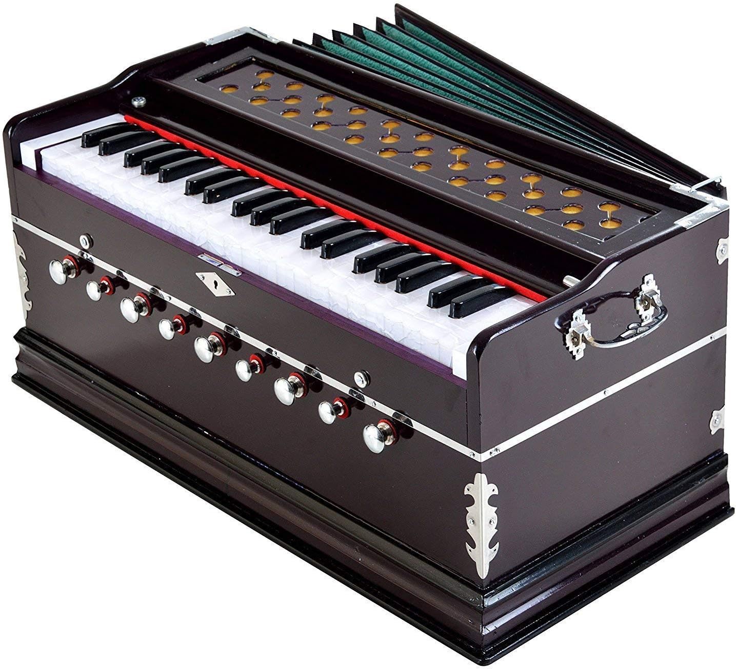 Harmonium 9 Stopper, Chudidaar Bellow, 42 Key, Two Reed (Bass-Male),3 1/2 Octave,Kapler, Harmonium With Cover (9 Stopper)