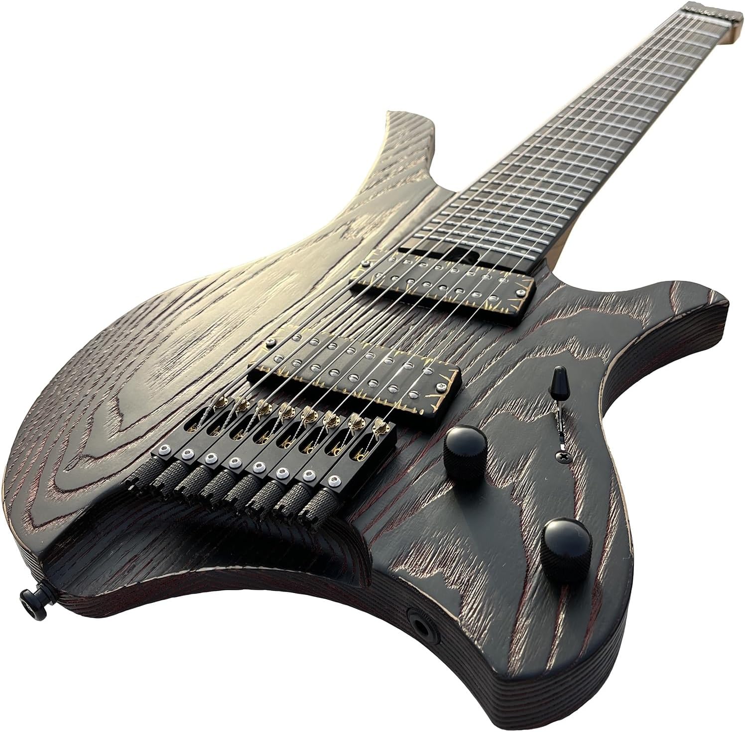 VENEKA Headless Electric Guitar 8 Strings Handmade Headless Electric Guitar with Stainless Steel Fan-Shaped Frets Ash Wood Body (Color : 02)