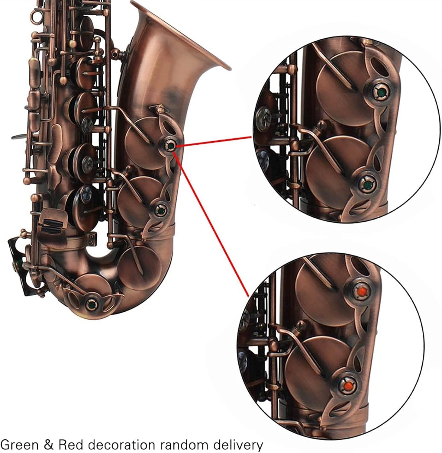 Sax Beginners Kit Professional Red Bronze Curved EB E- Flat Alto Saxophone Sax Abalone Shell Key Carve Pattern with Case Gloves Straps Brush Wind Instrument