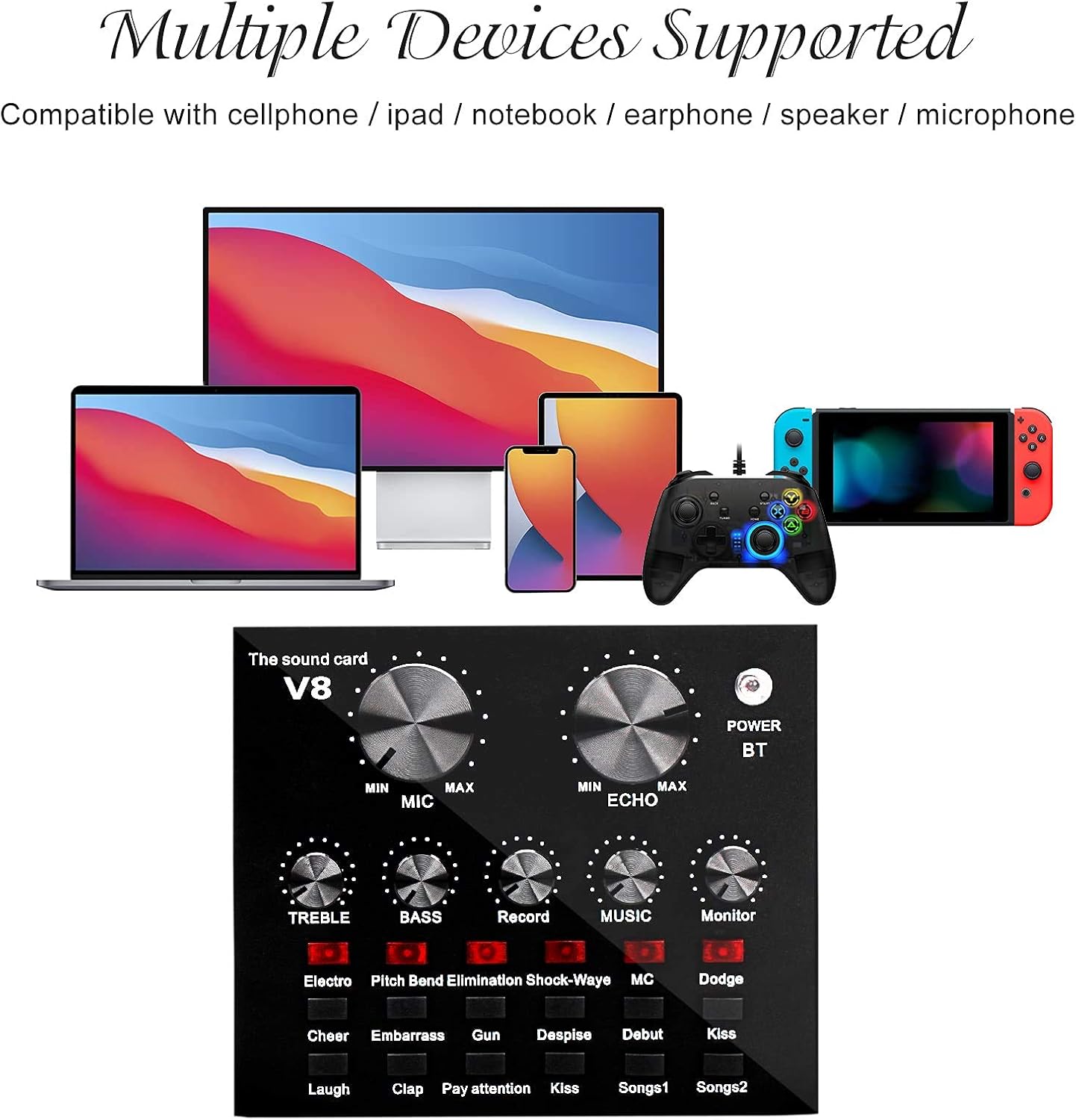 Professional Sound Card,Microphone Kit,for Living Show,USB Microphone Reverb Set,Condenser Microphone Set for Network Shouting,Personal Recording