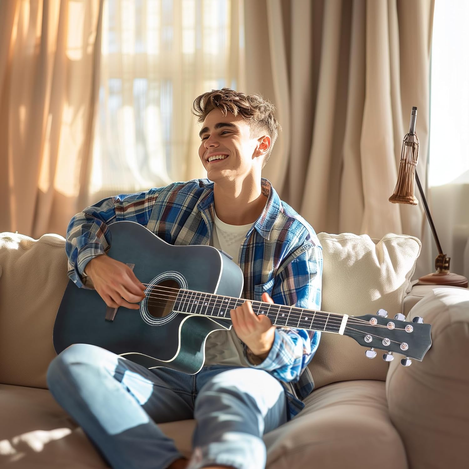 Ktaxon Full-Size Acoustic Electric Guitar with Amp, 41 Inch Basswood Body Guitars Kit for Beginner & Intermediate W/Bag, Strap, and Capo All Accessories Included (Green)