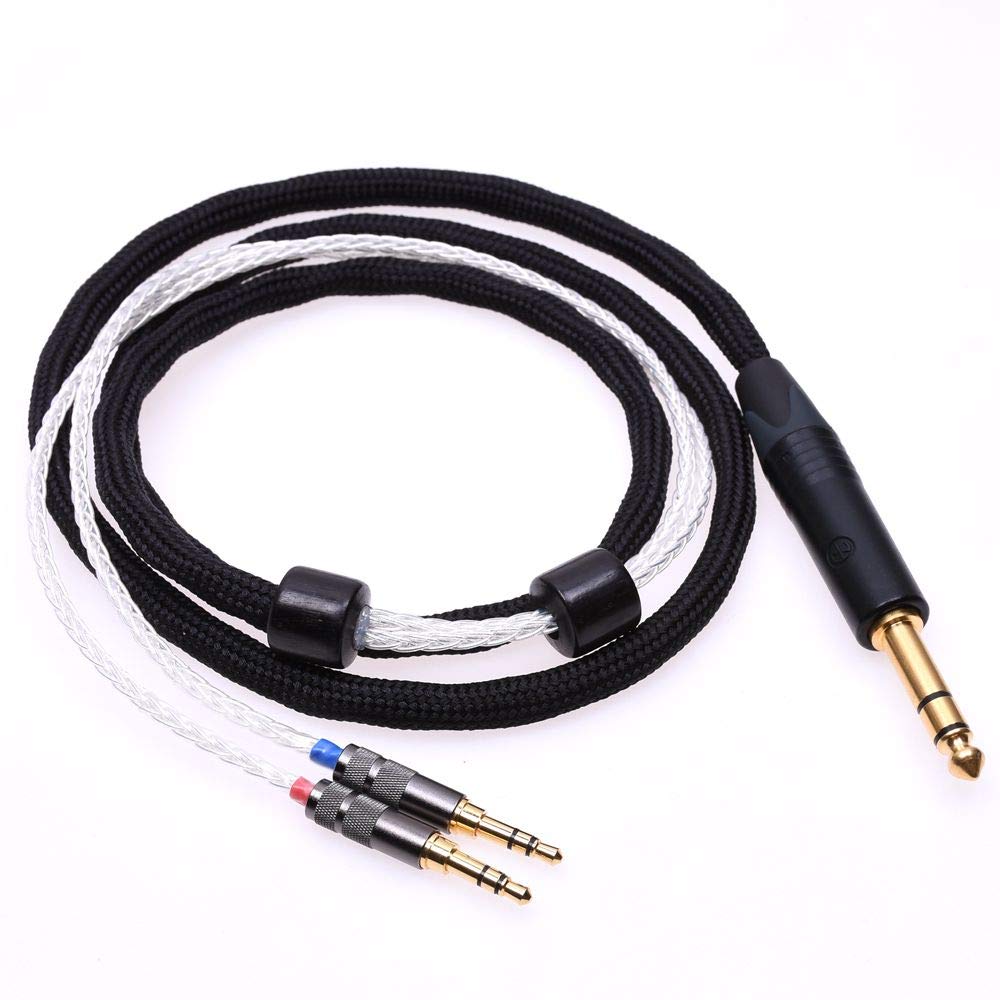 Black Sleeve 16 Cores 5N Pcocc HiFi Cable New 2x3.5mm for Hifiman Arya HE1000se HE5se HE6se HE4xx Headphone Upgrade Cable Extension Cord (1.2meter(4feet), Silver Plated Cable)