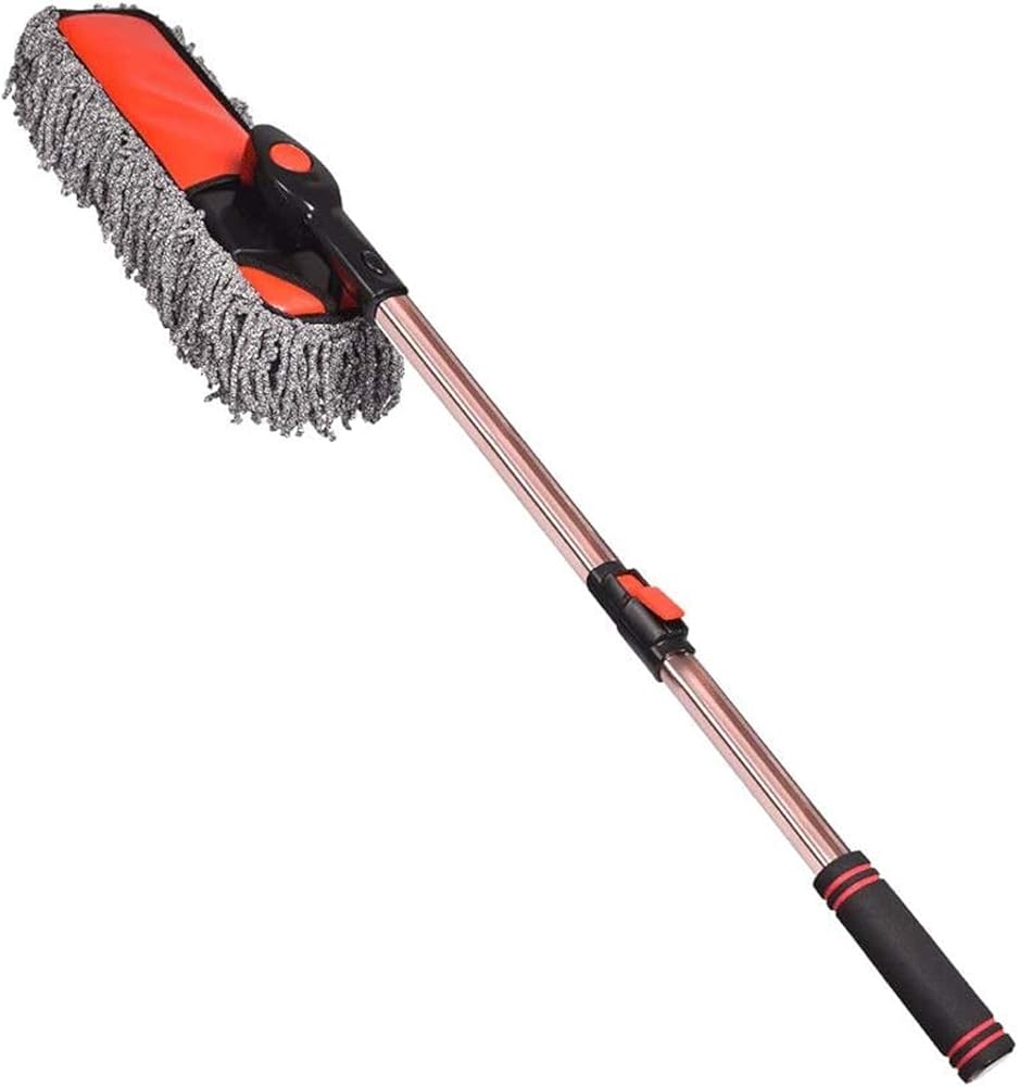 Car Wash Brush with Long Handle Chenille Microfiber Soft Car Wash Mop Cleaning Tool Kit Stainless Steel Pole Replacement Head for Clean RV SUV Wide Application