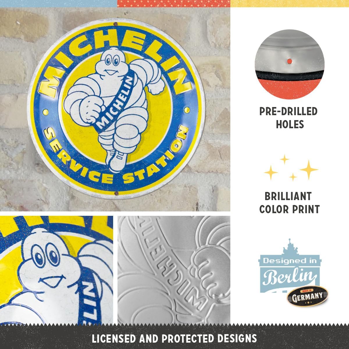 Nostalgic-Art Michelin - Service Station - Retro Sign - Official License Product (OLP) Gift Ideas for Motor Lovers - Metal Vintage Design