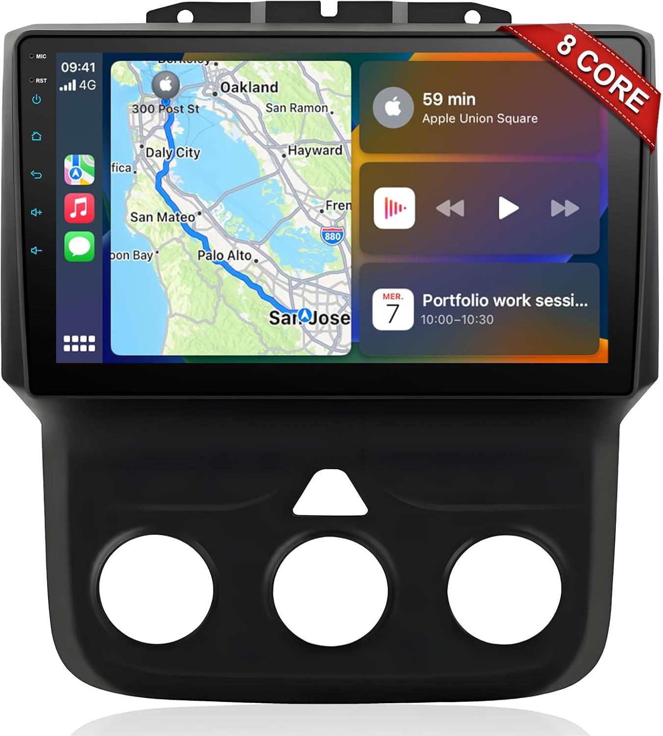 8 Core 4+64G Car Stereo Radio for Dodge RAM Upgrade 1500 2500 3500 2013 2014 2015 2016 2017 2018 with Wireless CarPlay and Android Auto,9 inch Touch Screen Radio Replacement (Only fit Manual AC)