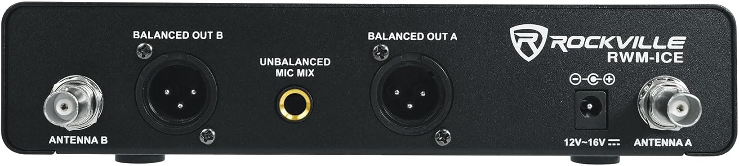 Rockville RWM-ICE Dual UHF 100 Channel, Diamond Handheld Wireless Microphone System, Long-Range 400ft, High-Fidelity Sound, Durable Metal Build, for Performers and Event Hosts