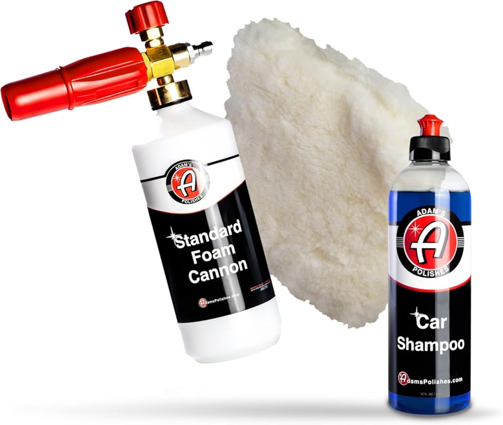Adam's Polishes Standard Foam Cannon, Car Shampoo & Wash Pad Bundle - Foam Cannon Soap Sprayer for Car Wash, Patio & House Cleaning | Sprayer Cleaner Cannister for Pressure Washer