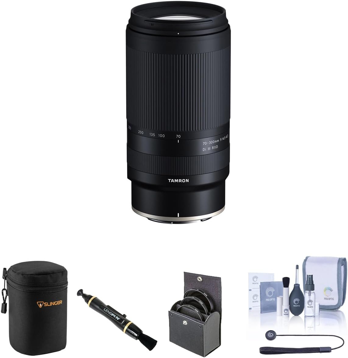 Tamron 70-300mm f/4.5-6.3 Di III RXD Lens for Nikon Z Bundle with 67mm Filter Kit, Lens Case, Lens Cleaner, Cleaning Kit, Universal Lens Cap Tether