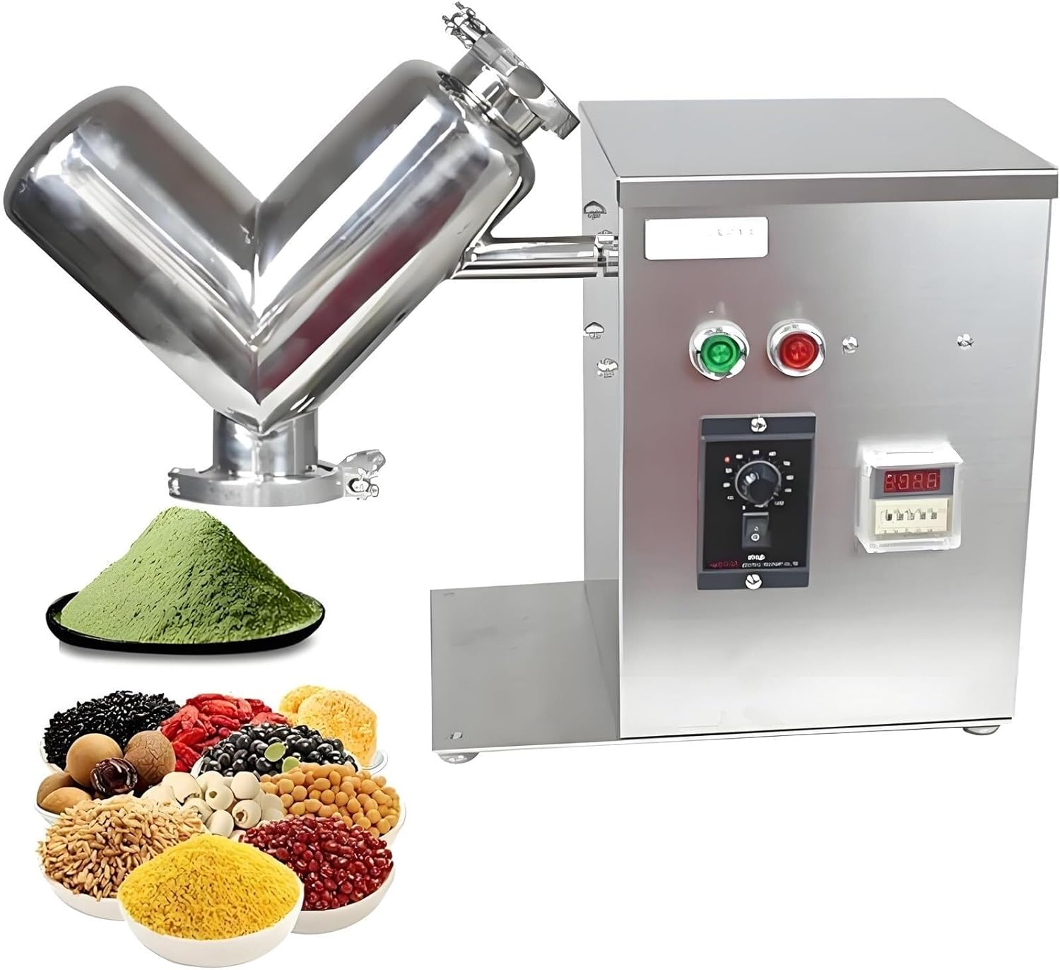 Feed Mixing Machine, 2L V-Type Dry Powder Mixer Particle Granule Blender, Adjustable Speed, for Feed, Medicinal Powder