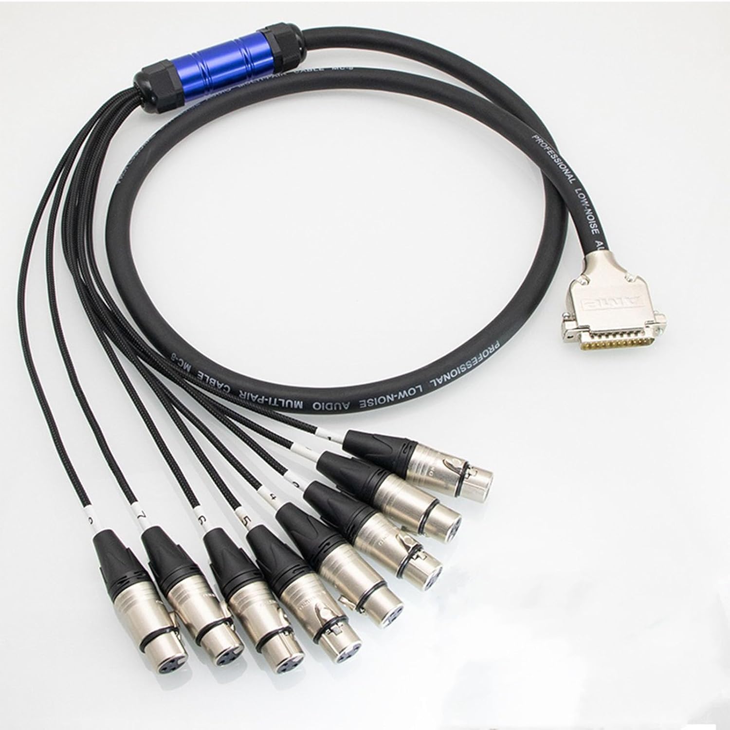 Professional DB25 Male to 8 XLR 3Pin Female High Shielded Eight Channel Analog Audio Signal Cable for Multi Track Machine Mixing Console PVC Cable 1.5Meter