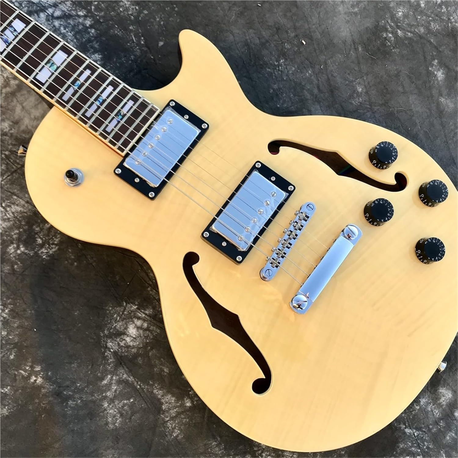 Beginner Electric Guitar Kits Semi Hollow Jazz Electric Guitar With Dual P90 Pickups(Black)