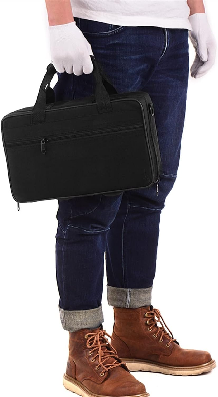 KESHUO Mini Pocket Trumpet Bb Flat Brass Wind Instrument with Mouthpiece Gloves Cleaning Cloth Carrying Case Trumpets (Color : Crimson)