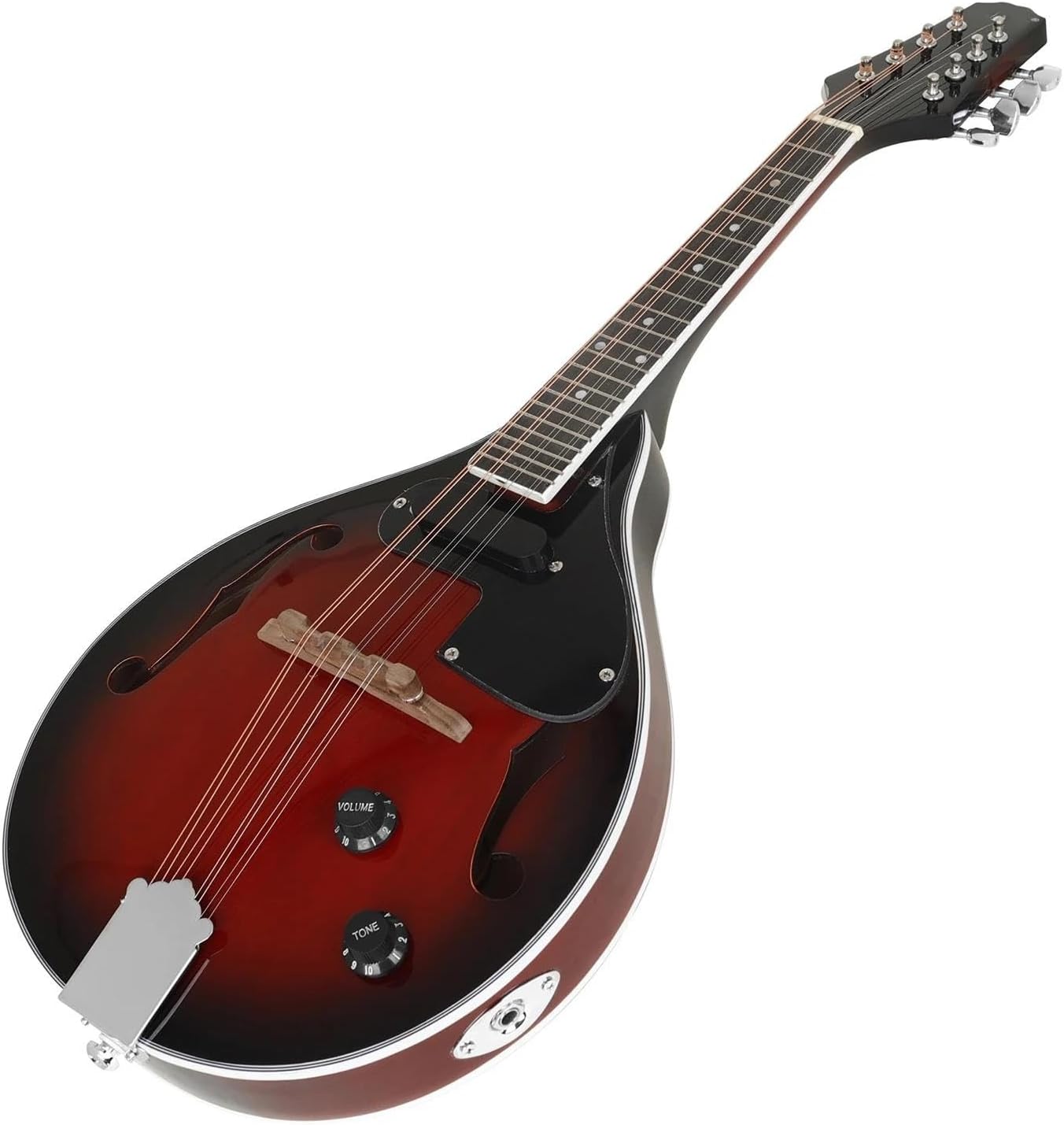 Adult Mandolin Musical Instrument Mandolin 8-String Guitar A Style Electric Mandolin Stringed Instruments with Bag String Pick Accessories(Red Electric Set Sunset)
