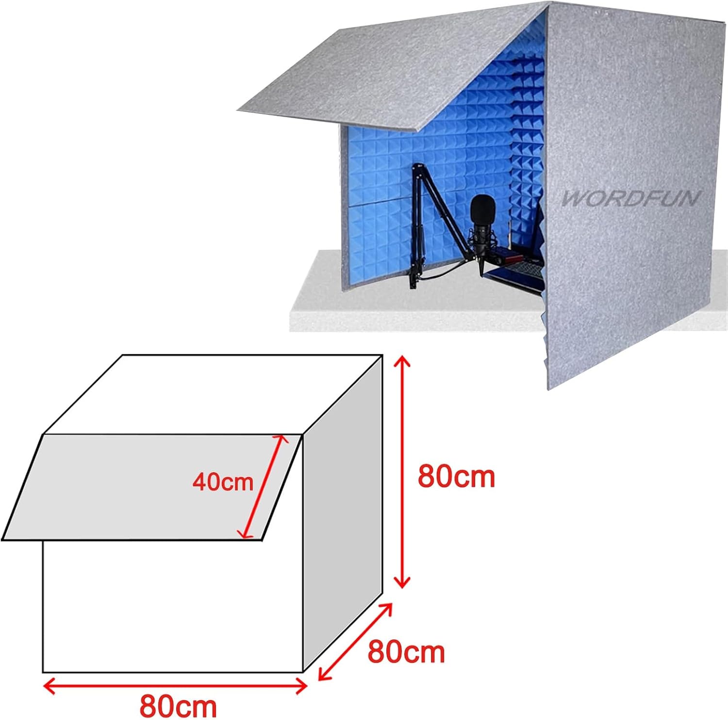 Desktop Soundproof Box, Multifunctional Soundproof Room, Portable Recording Studio for Video Conferencing (Blue)