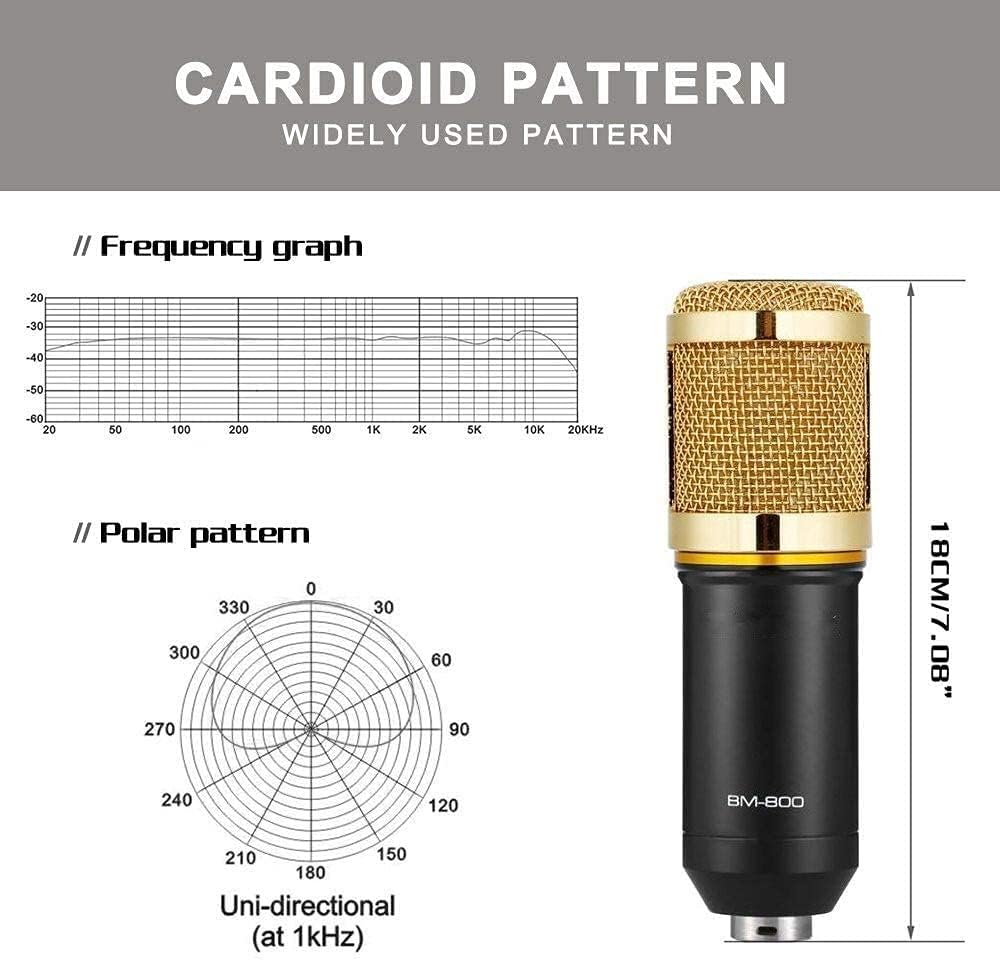 Condenser Microphone Kit:Microphone for Computer+Shock Mount+Foam Cap+Cable As Microphone for Karaoke Recording Podcast