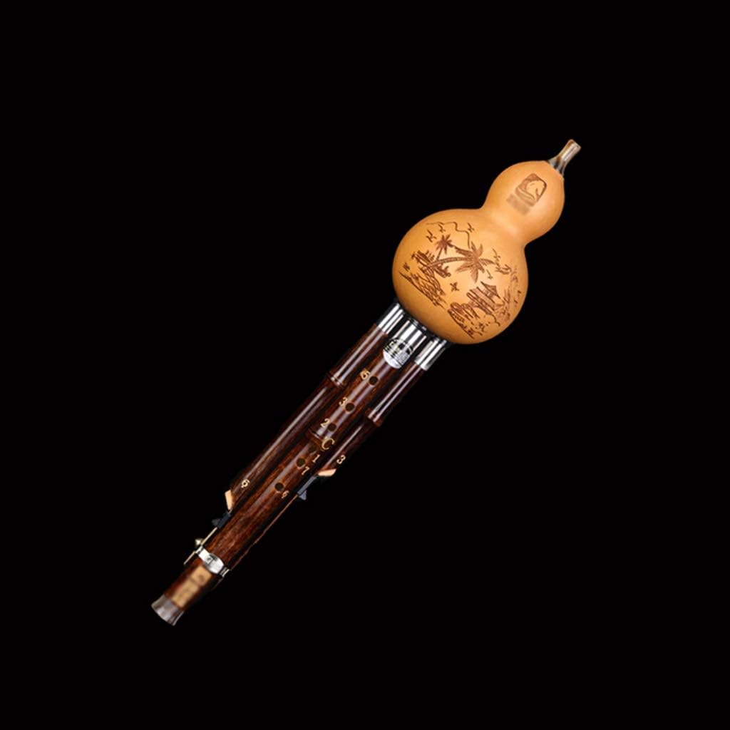 Hulusi Instrument,The Stage Professionally Plays The Gourd Flute Instrument, Chinese Traditional National Cucurbit Flute with Landscape Pictures, Gifts for Music Lovers