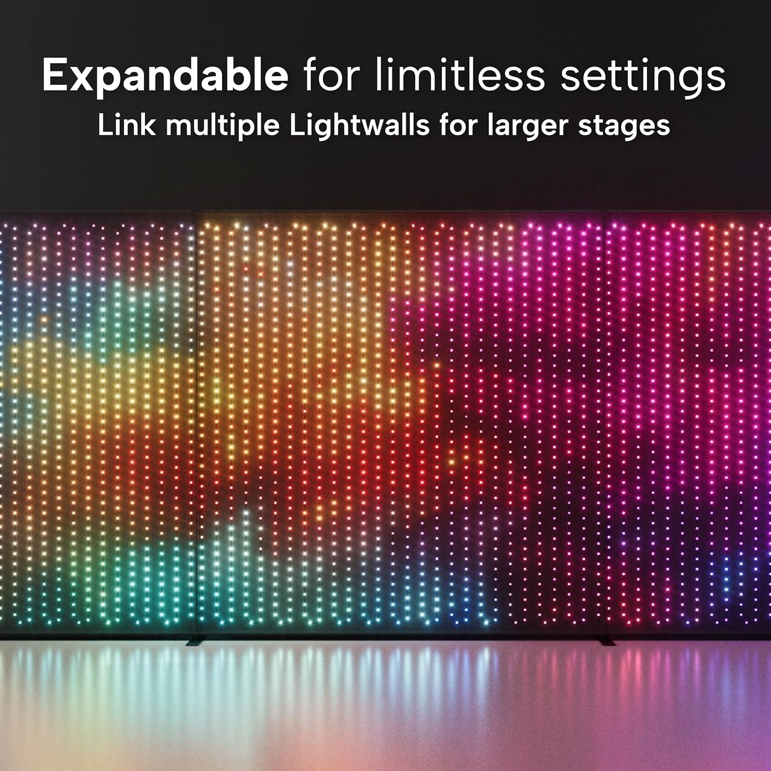 Twinkly Lightwall - 8.6 x 9 ft - Black Backdrop - with Stand and Music Dongle - Type A Plug