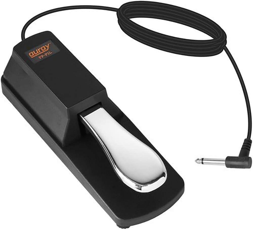 Arturia KeyLab 61 mk3 Professional MIDI Controller and Software (White) Bundle with Auray FP-P1L Sustain Pedal, Medium Keyboard Dust Cover, and 10' Black Midi cable