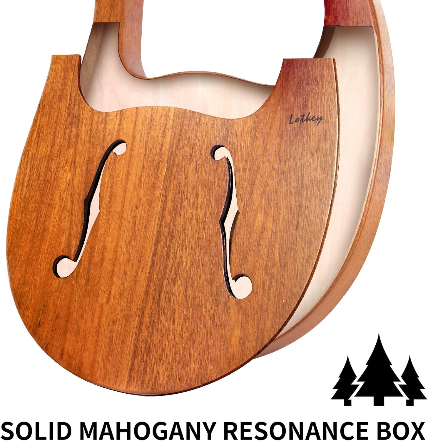 Lyre Harp, Lotkey 16 Metal Strings Iron Saddle Mahogany Lyre Harp with Tunning Wrench, Extract Strings, Manual and Gig Bag