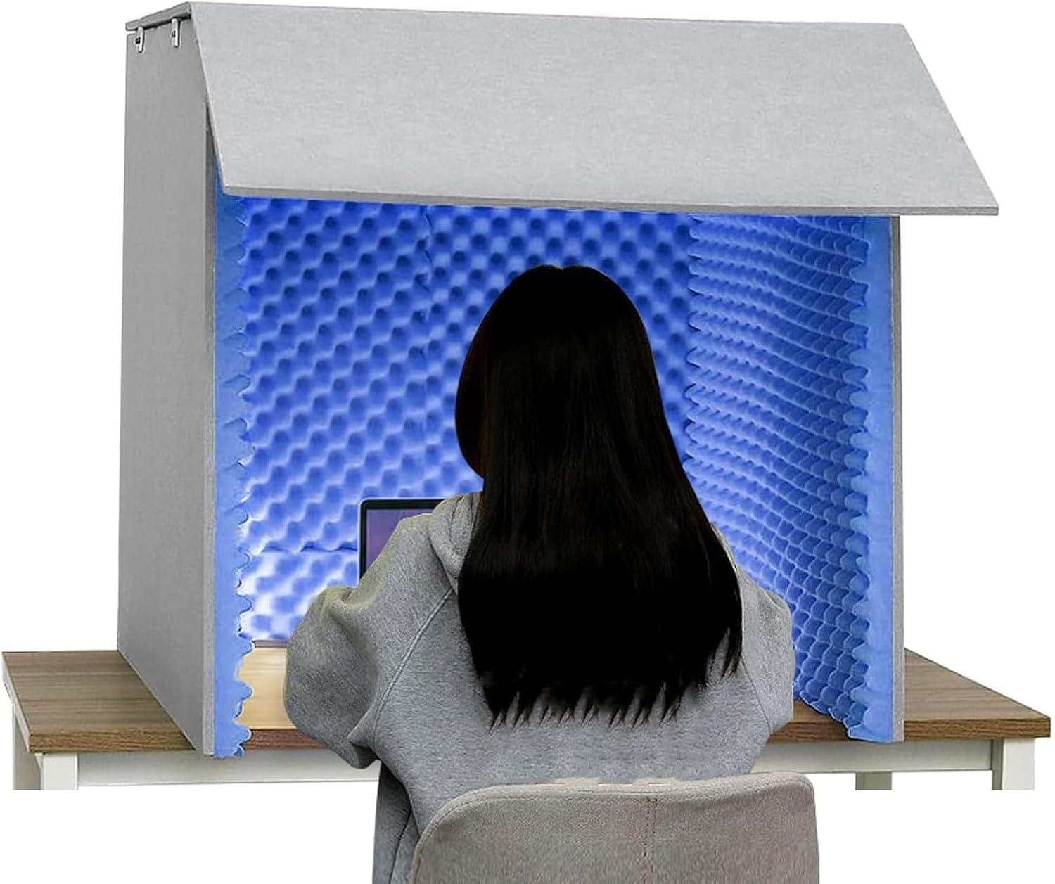 Desktop Soundproof Enclosure, Portable Home Studio, Suitable for Recording (Blue)