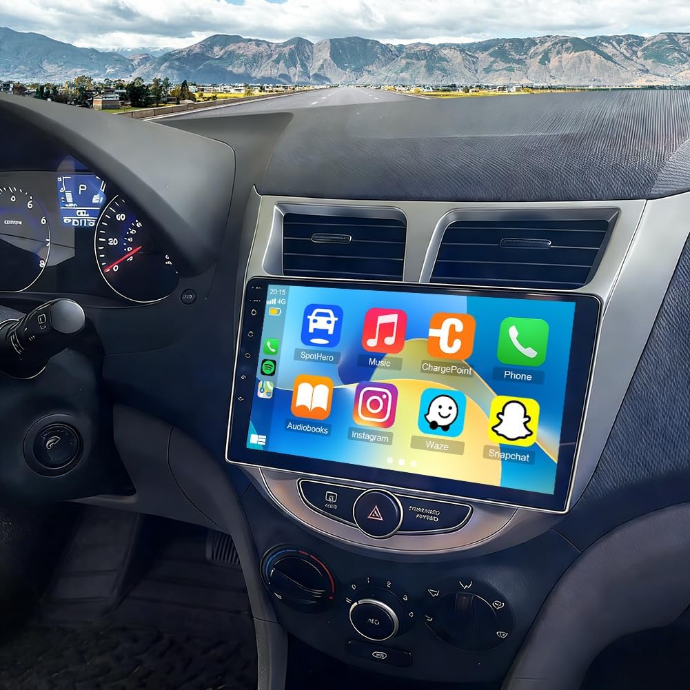 4G+64G Car Radio for Hyundai Accent 2012-2017 with Wireless Carplay Android Auto,9 in HD Touchscreen Android 15 Car Radio Stereo with Backup Camera Bluetooth AM/FM/RDS Wi-Fi GPS