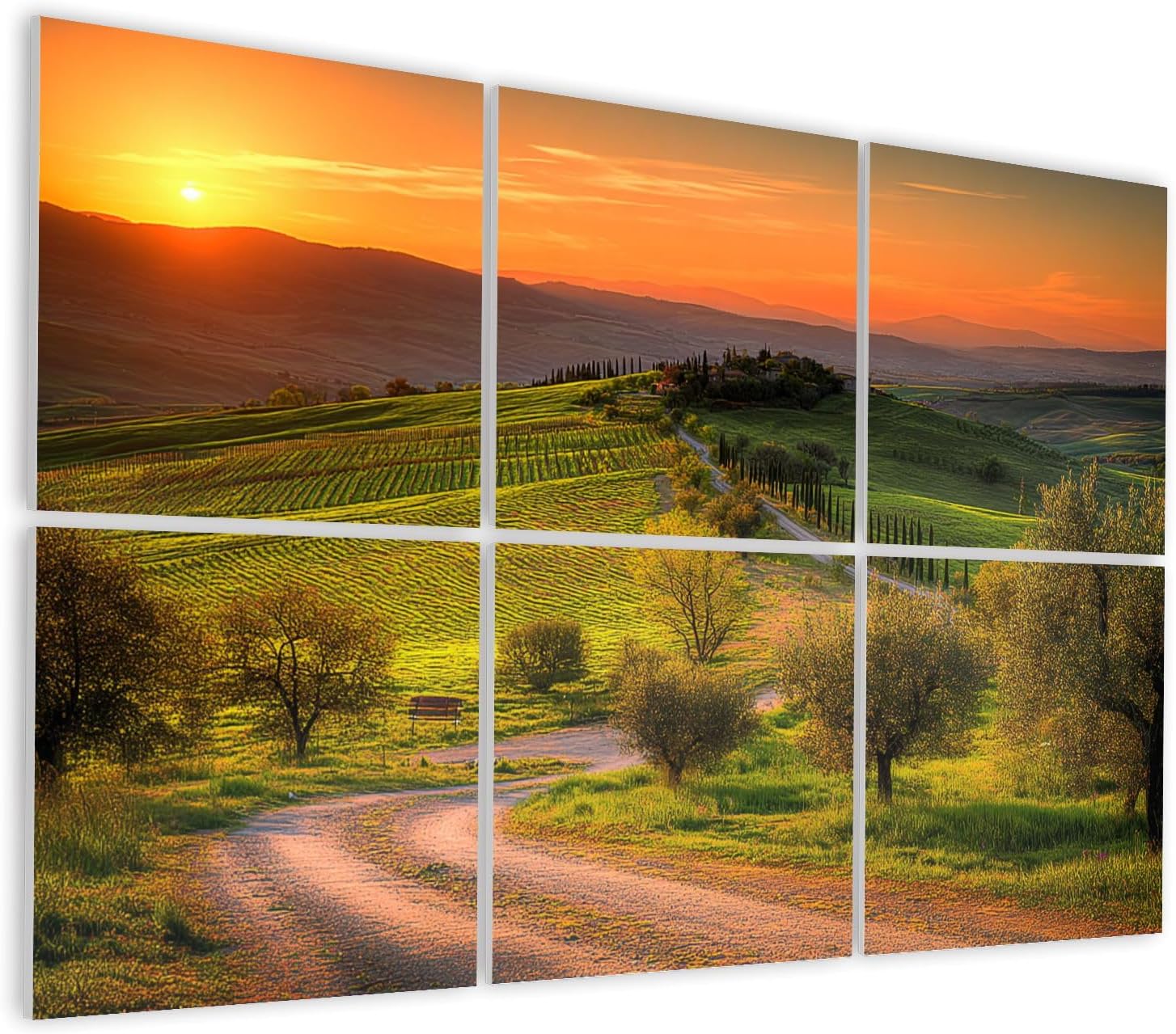6 Pack Art Acoustic Panels Self Adhesive Tuscany Landscape Vineyards Sunset Chianti Region Val d Orcia Decorative Soundproof Wall Panels Sound Absorbing Panel 48