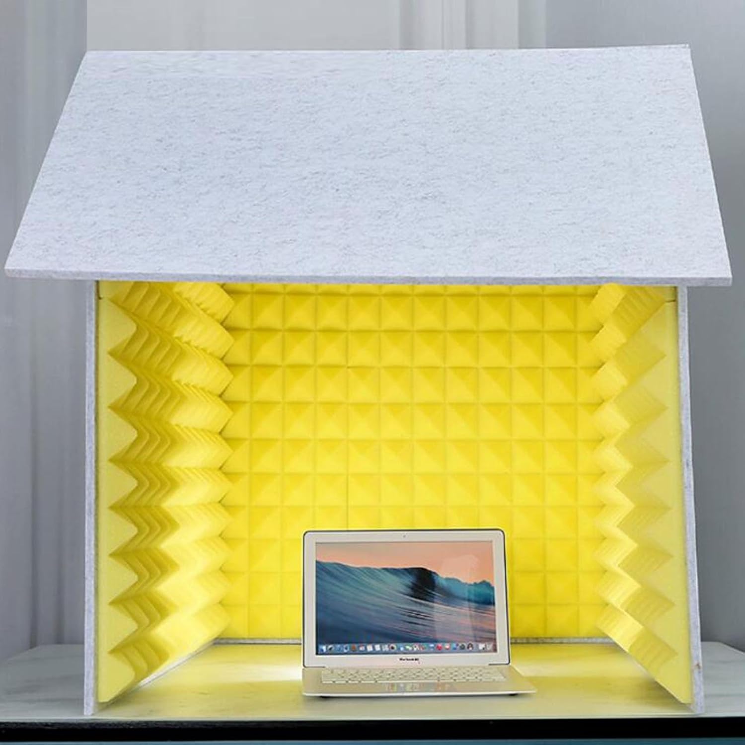 Foldable Desktop Soundproof Cover,Super Dense Sound Absorbing Foam Sound Recording Soundproof Vocal Booth Box for Filtering Voice Portable Vocal Recording Booth (Color : Yellow, Size : 31.5X