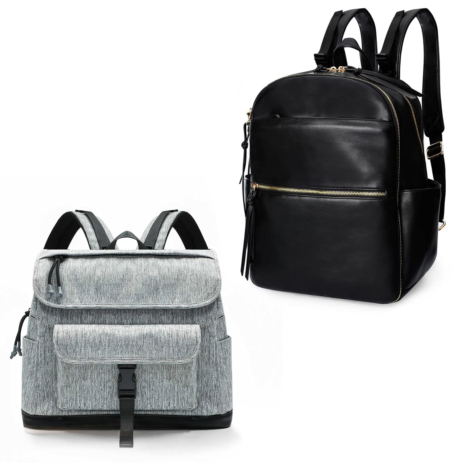 MOMINSIDE Diaper Bag Backpack Leather Baby Bag with 6 Insulated Pockets for Mom Dad, Baby Bag Mommy Bag Fits 13 Inches Laptop Baby Registry Search