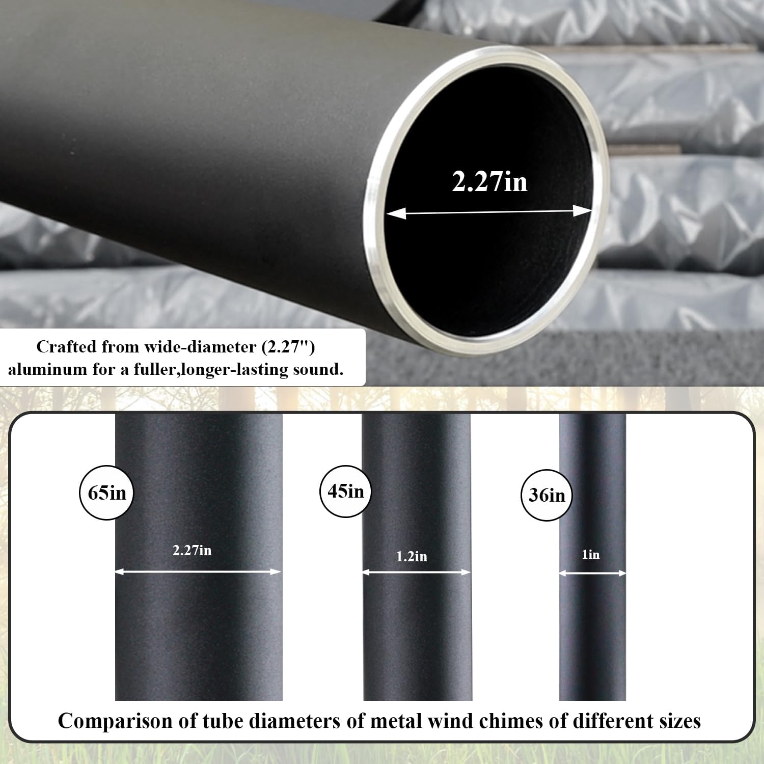 ASTARIN 65 in Wind Chimes for outisde - Extra Large Outdoor Handcrafted WindChimes,Deep Tone Metal Chimes for Garden Decor, Large Windchimes Deep Resonance, 2.27in Tubes Weather-Resistant, Black