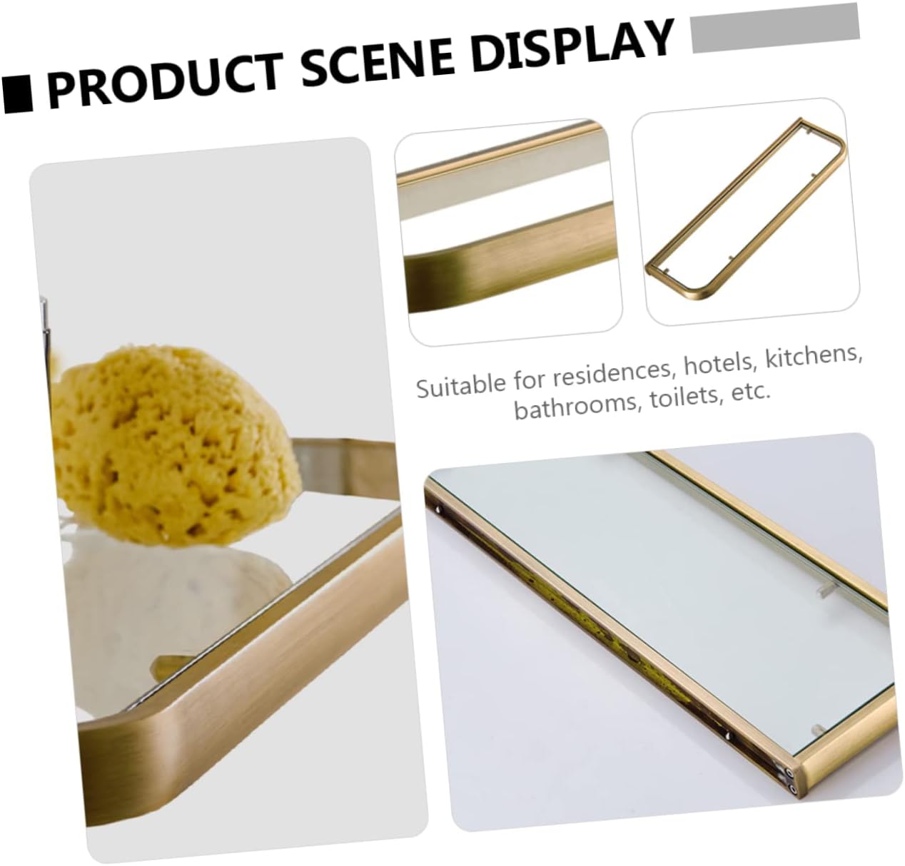 Bathroom Organization Wall Hanging Storage Glass Storage Decor Brass Rack Bronze Finish