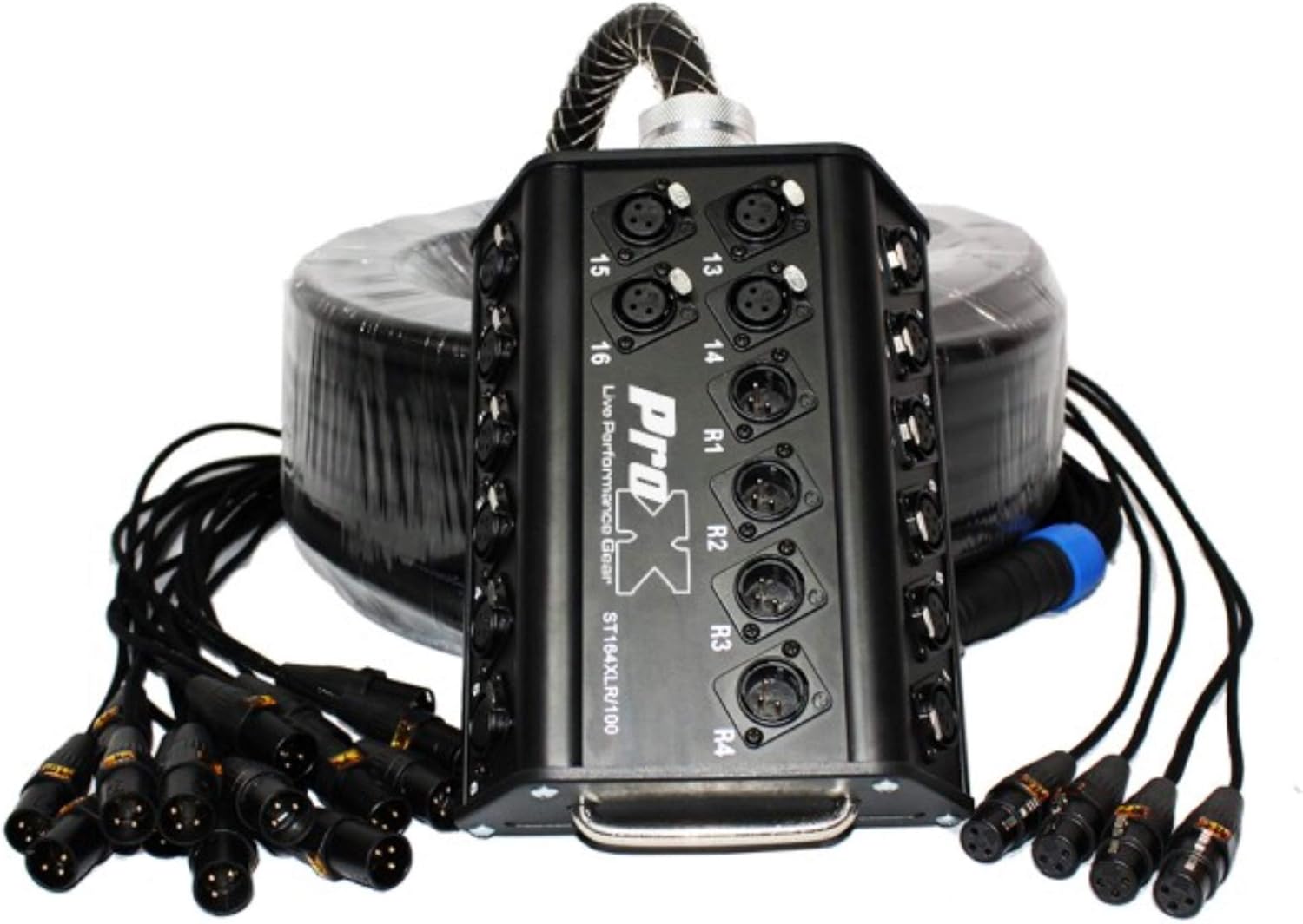 Prox XC-SB164XLR100 100' 16 XLR-F Input to 4 XLR-M Return Stage Box Snake