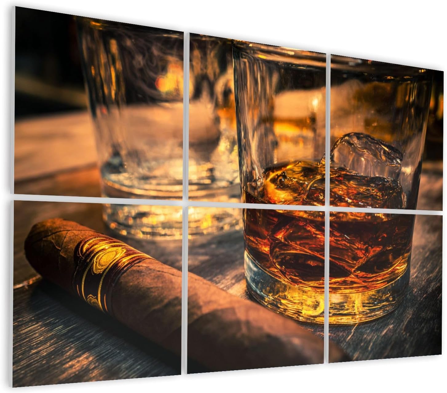 6 Pack Art Acoustic Panels Self Adhesive decanter whiskey glass cuban cigar whiskey cigars Decorative Soundproof Wall Panels Sound Absorbing Panel 48