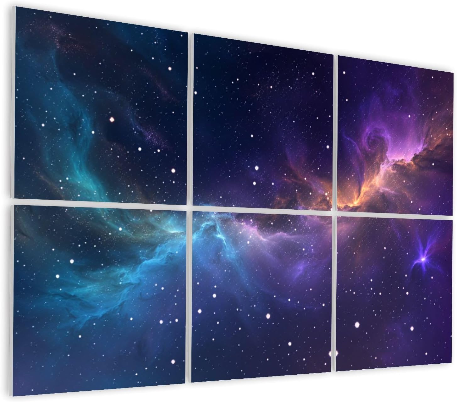 6 Pack Art Acoustic Panels Self Adhesive Galaxy Outer Space Colorful Nebula Star Field Night Sky Decorative Soundproof Wall Panels Sound Absorbing Panel 48