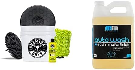 Chemical Guys CWS_995BK Car Wash Detailing Bucket, Mitt & Accessories Bundle (6 Items) Featuring Meticulous Matte Car Wash Soap, 128 oz (1 Gallon) - Works on Cars, Trucks, SUVs, RVs & More