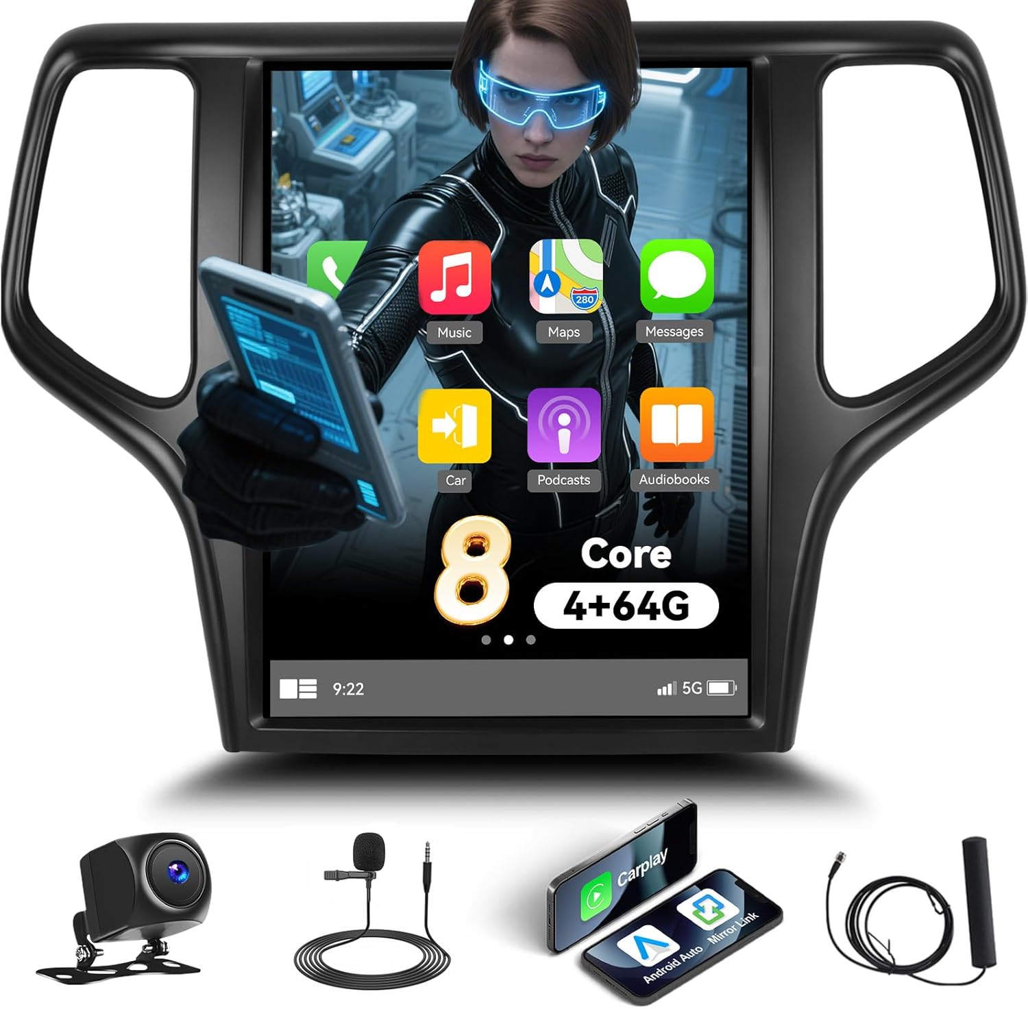 [4+64G] 8-Core Android 15 Car Stereo for Jeep Grand Cherokee 2014-2021 with Carplay&Android Auto,12.1