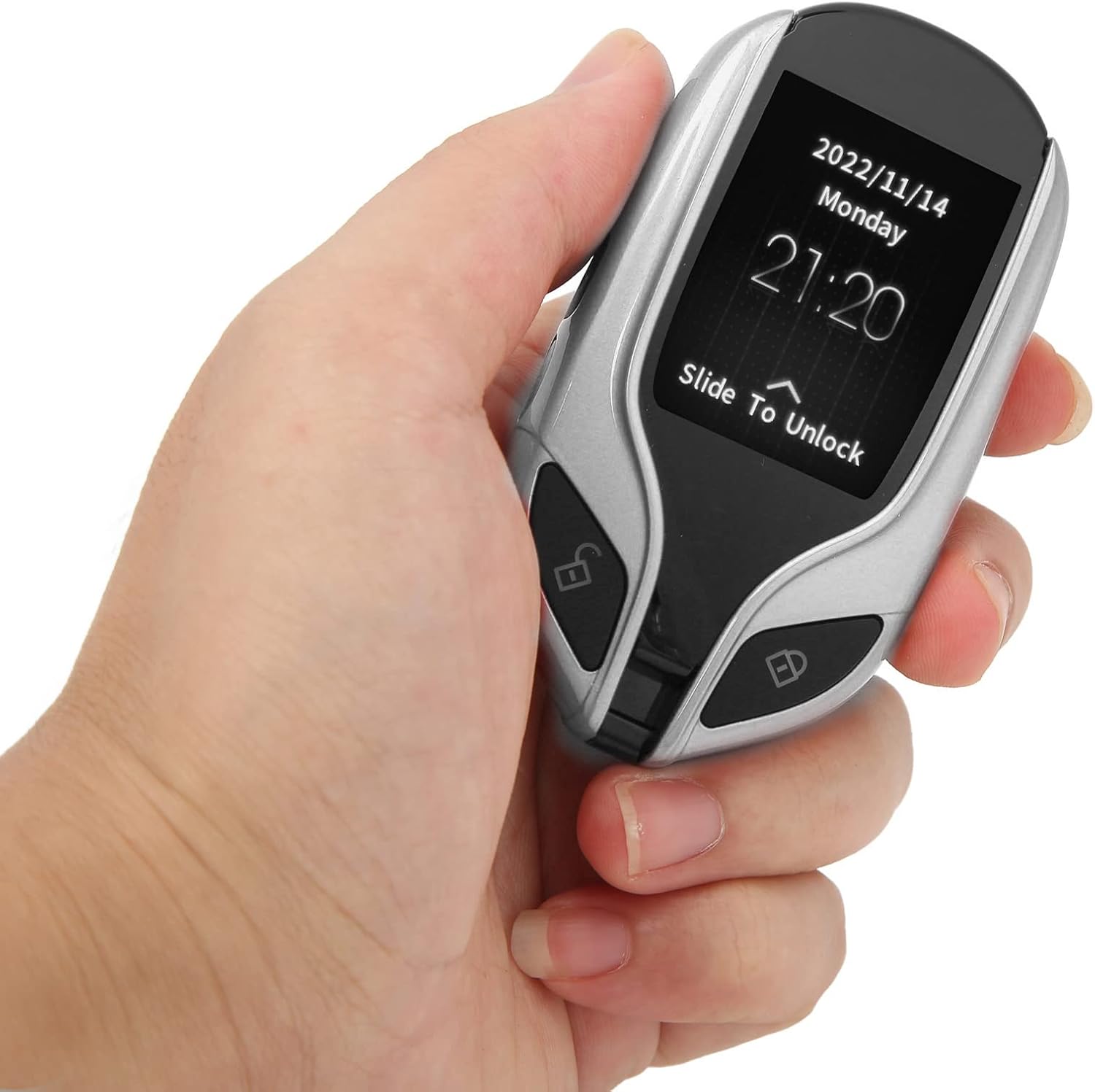 Jiawu Keyless Entry Remote Control Car Key, 4 Button Smart Remote Car Key with LCD, Anti Theft Universal Car Key Fob Replacement for All Start Stop Engine Button