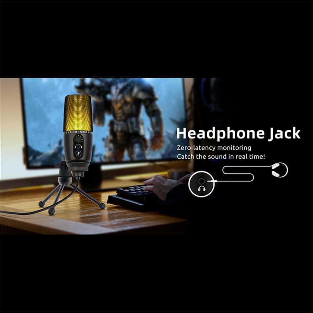 Professional Condenser Microphone with RGB Light USB Recording Microphone Computer Streaming Video Podcast Microphone