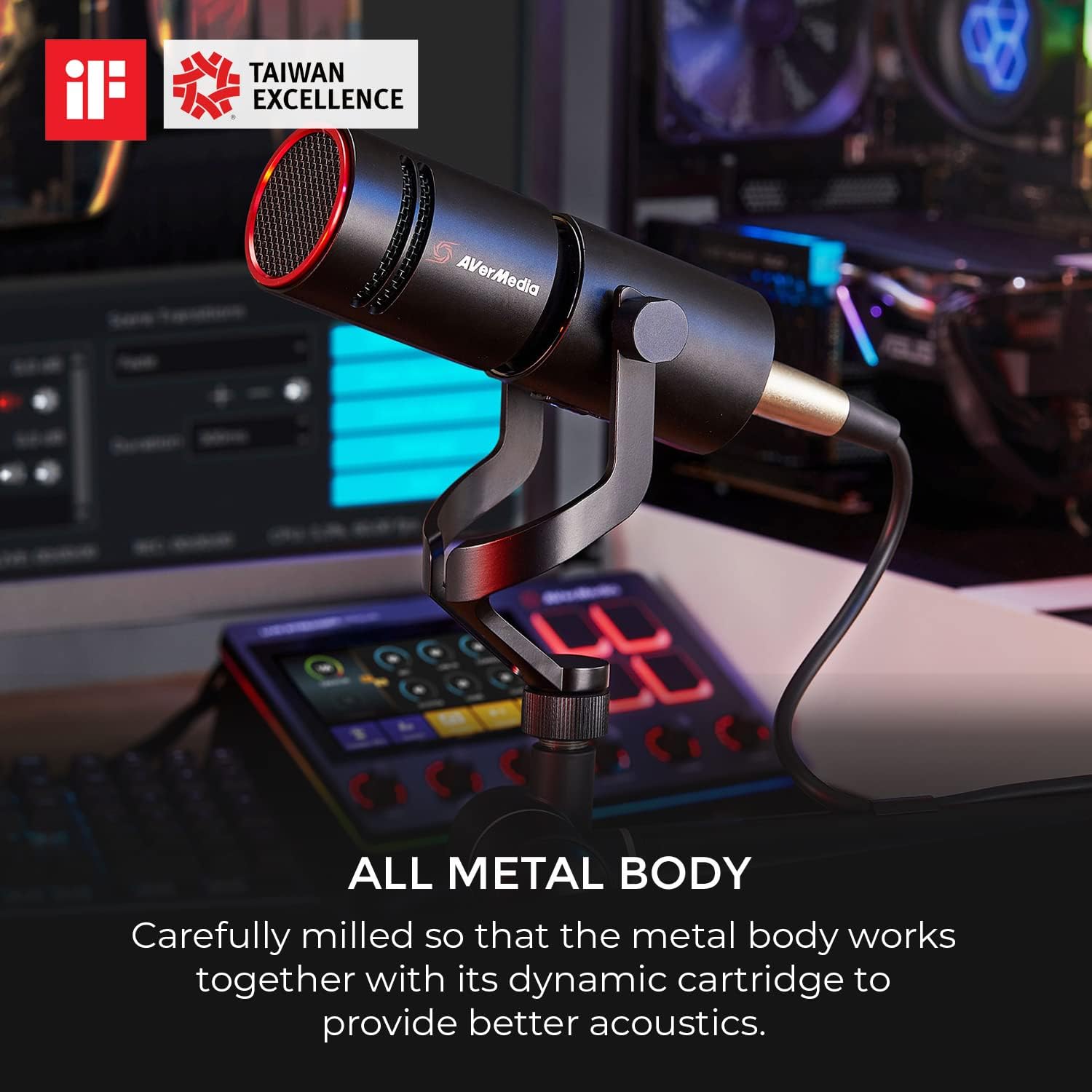 AVerMedia Live Streamer MIC 330 - Creators Cardioid Dynamic XLR Microphone for Live Streaming and Podcasting (AM330) ,Black