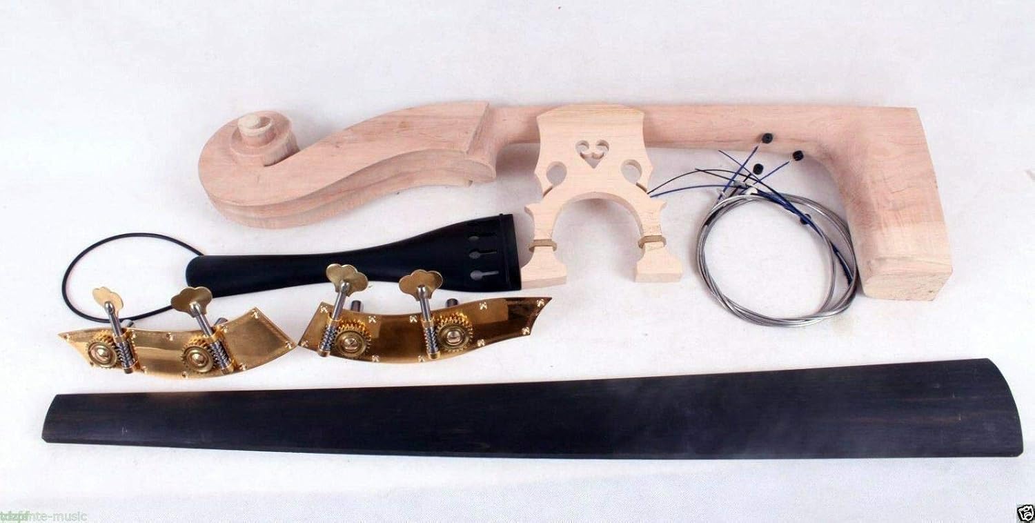 3/4 Double Bass Kit - Upright Bass DIY Project - Ebony Fingerboard, Peg, Tailpiece, Bridge, Strings