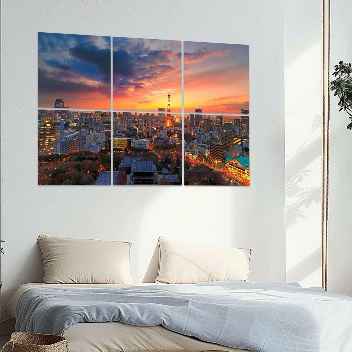 6 Pack Art Acoustic Panels View Tokyo skyline sunset Soundproof Wall Panels, 48
