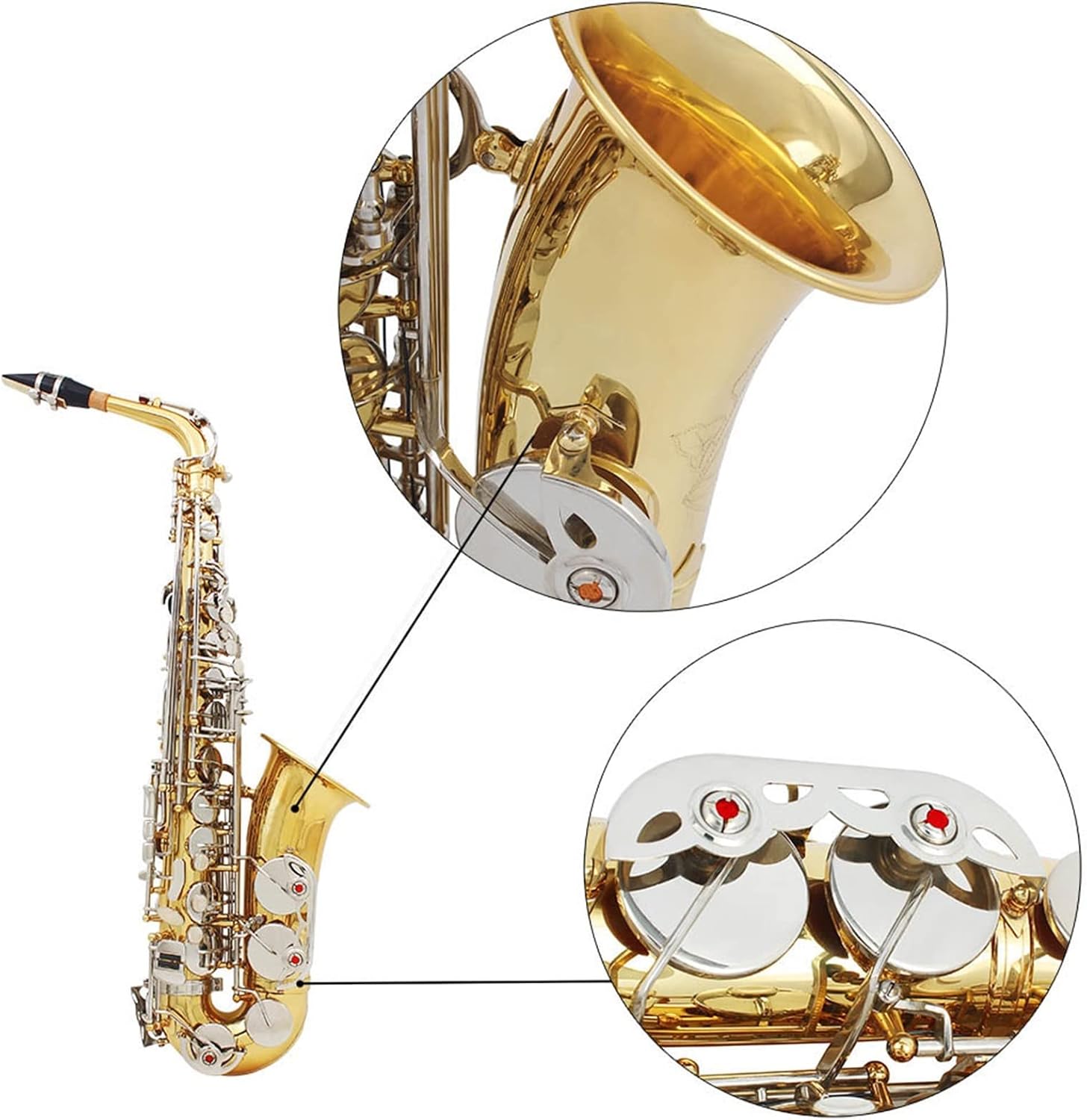 Saxophone Brass EB E-Flat White Shell Button Saxophone Wind Instrument with Case