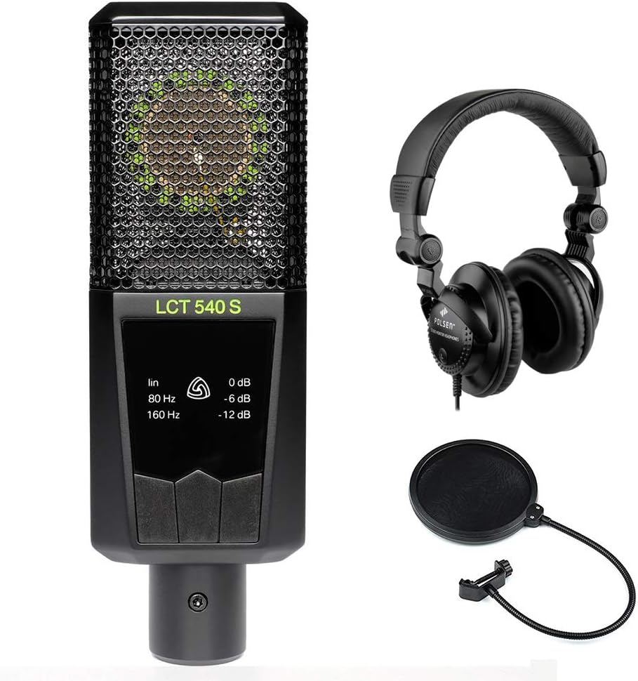 Lewitt LCT 540 Subzero Cardioid Condenser Microphone with Polsen HPC-A30 Studio Headphones & Pop Filter Bundle