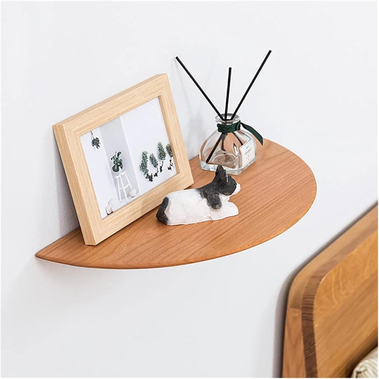 Creative Round End Wall Mounted Shelving,Multifunctional Wood Floating Shelves,Floating Wall Shelves,Display Storage Rack Bookshelves for Bedroom Office Kitchen Living Room