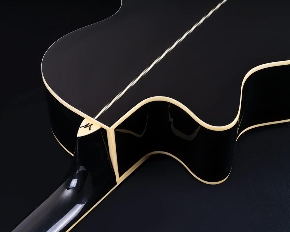 Washburn EA12B-A Festive Series Mini Jumbo Cutaway Acoustic Electric Guitar, Black