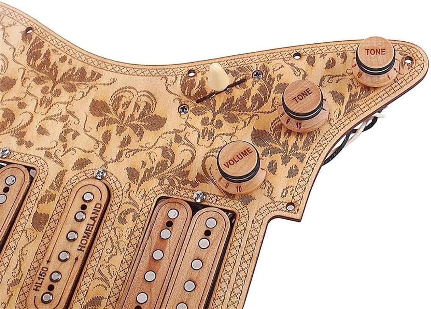 Prewired Electric Guitar Pickguard 3-Ply Maple 11 Hole HSH Loaded Prewired Electric Guitar Pickguards Pickups