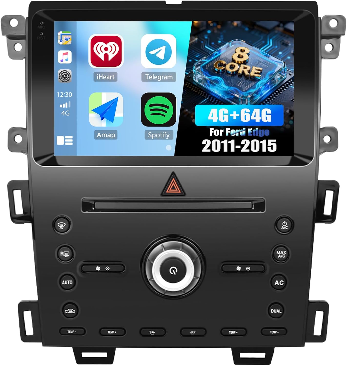 SIXWIN 8 Core Qualcomm Android Car Stereo for Ford Edge 2011-2015 9 Inch Touch Screen with CarPlay Android Auto 4G+64G Bluetooth Cooling Fan Weather Forecast UI Design Intelligent Voice